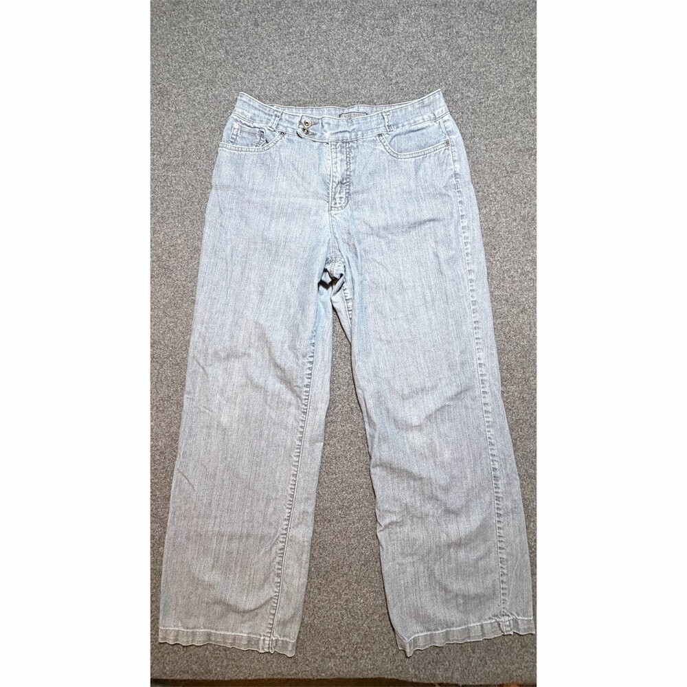 Nine West Jeans Womens Size 12x30 Light Wash Wide-Leg Mid Rise Jeans Blue